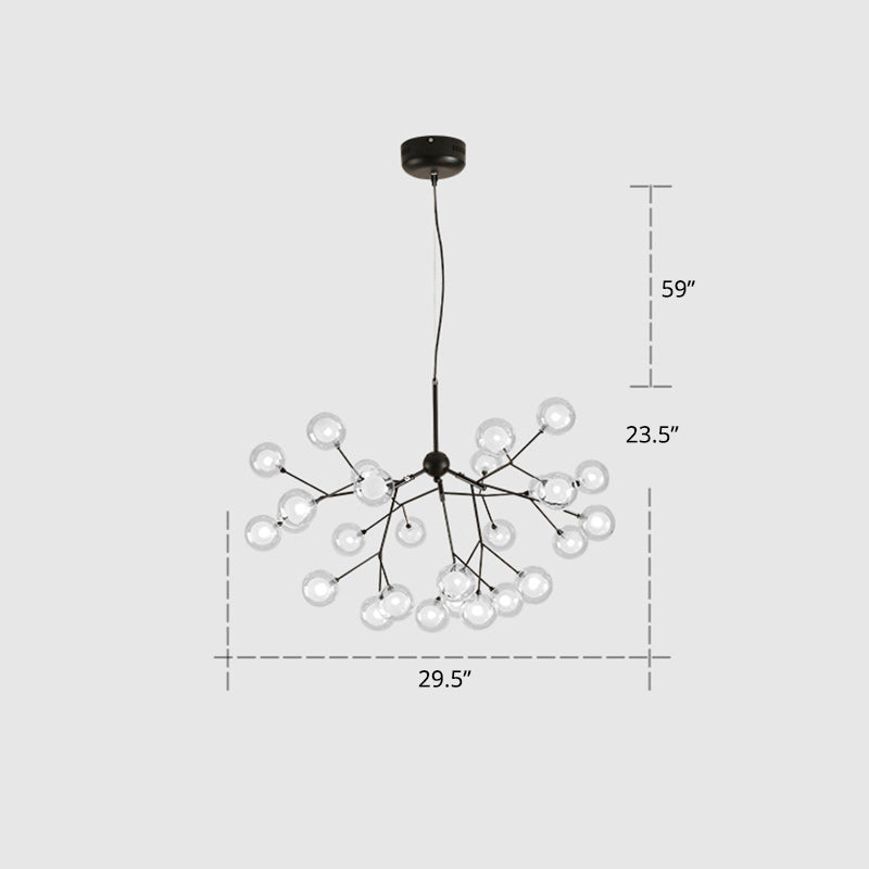 Double Glass Bubbles Chandelier Postmodern Style Firefly Pendant Lamp for Restaurant 27 Black Clearhalo 'Ceiling Lights' 'Chandeliers' 'Modern Chandeliers' 'Modern' Lighting' 2389110