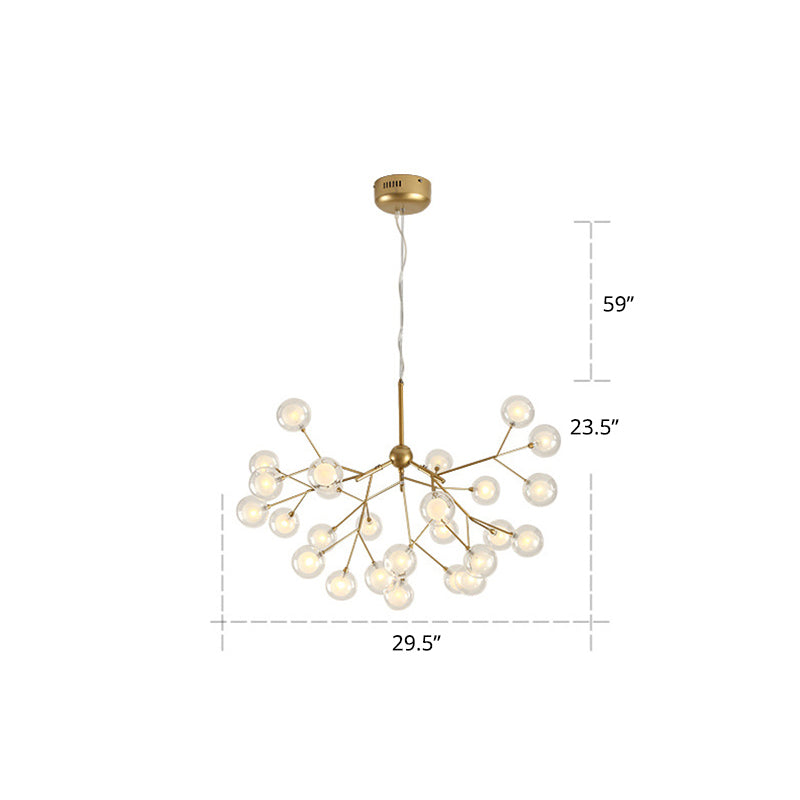 Double Glass Bubbles Chandelier Postmodern Style Firefly Pendant Lamp for Restaurant Clearhalo 'Ceiling Lights' 'Chandeliers' 'Modern Chandeliers' 'Modern' Lighting' 2389115