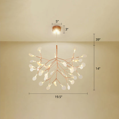 Stainless Steel Leaf Chandelier Minimalist Rose Gold LED Hanging Lamp for Restaurant Rose Gold 19.5" Clearhalo 'Ceiling Lights' 'Chandeliers' 'Modern Chandeliers' 'Modern' Lighting' 2389120