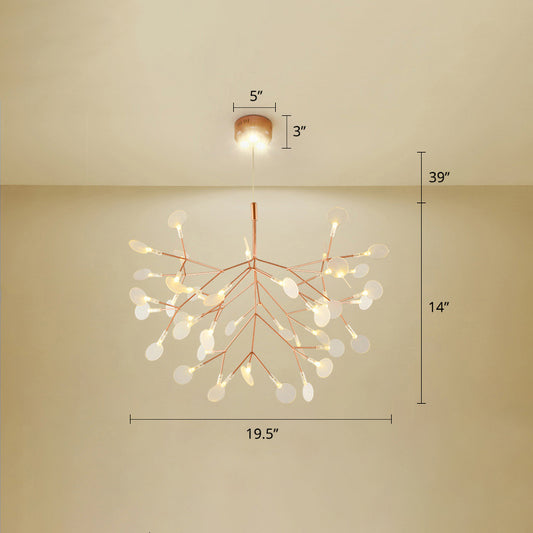 Stainless Steel Leaf Chandelier Minimalist Rose Gold LED Hanging Lamp for Restaurant Rose Gold 19.5" Clearhalo 'Ceiling Lights' 'Chandeliers' 'Modern Chandeliers' 'Modern' Lighting' 2389120