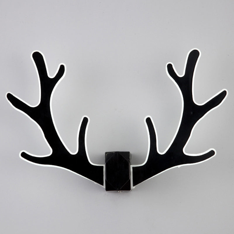 Deer Horn Shaped LED Wall Light Decorative Metal Corridor Sconce Lighting Fixture Black White Clearhalo 'Wall Lamps & Sconces' 'Wall Lights' Lighting' 2389250