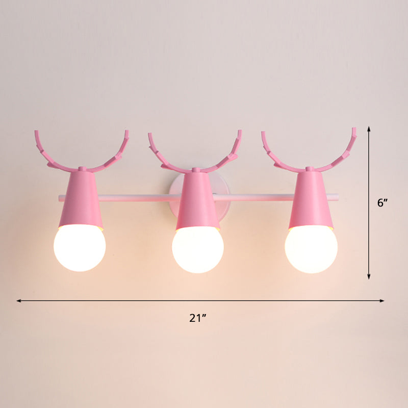 Deer Vanity Light Fixture Nordic Style Metal Bedroom Adjustable Wall Mount Light 3.0 Pink Clearhalo 'Vanity Lights' 'Wall Lights' Lighting' 2389306