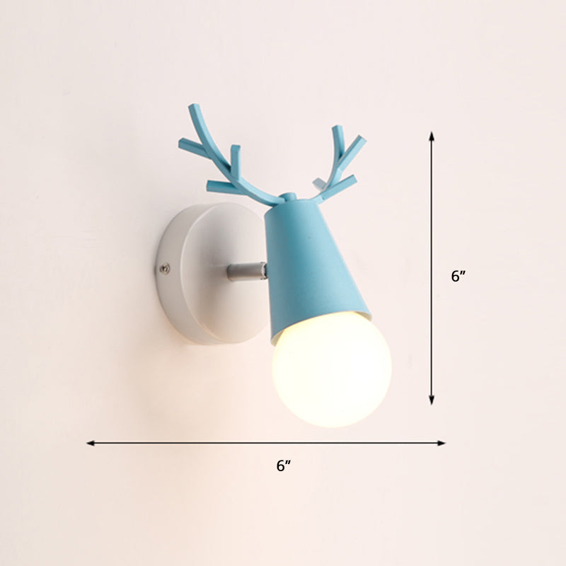 Deer Vanity Light Fixture Nordic Style Metal Bedroom Adjustable Wall Mount Light 1.0 Blue Clearhalo 'Vanity Lights' 'Wall Lights' Lighting' 2389307