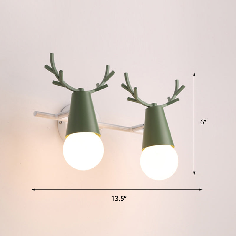 Deer Vanity Light Fixture Nordic Style Metal Bedroom Adjustable Wall Mount Light 2.0 Green Clearhalo 'Vanity Lights' 'Wall Lights' Lighting' 2389309