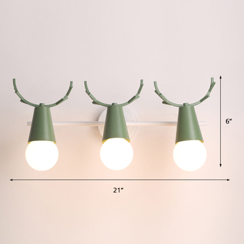 Deer Vanity Light Fixture Nordic Style Metal Bedroom Adjustable Wall Mount Light 3.0 Green Clearhalo 'Vanity Lights' 'Wall Lights' Lighting' 2389312