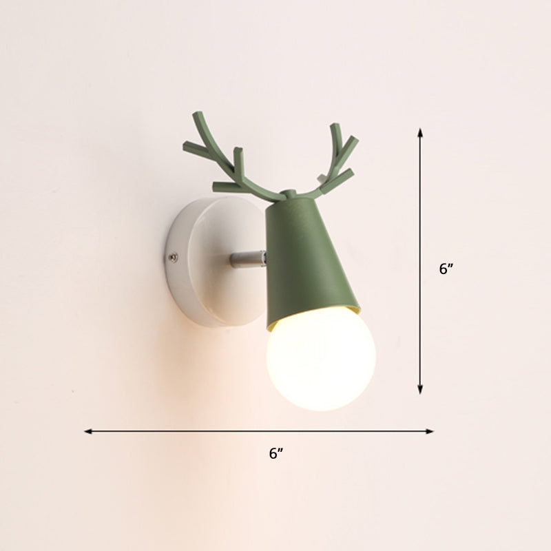 Deer Vanity Light Fixture Nordic Style Metal Bedroom Adjustable Wall Mount Light 1.0 Green Clearhalo 'Vanity Lights' 'Wall Lights' Lighting' 2389314