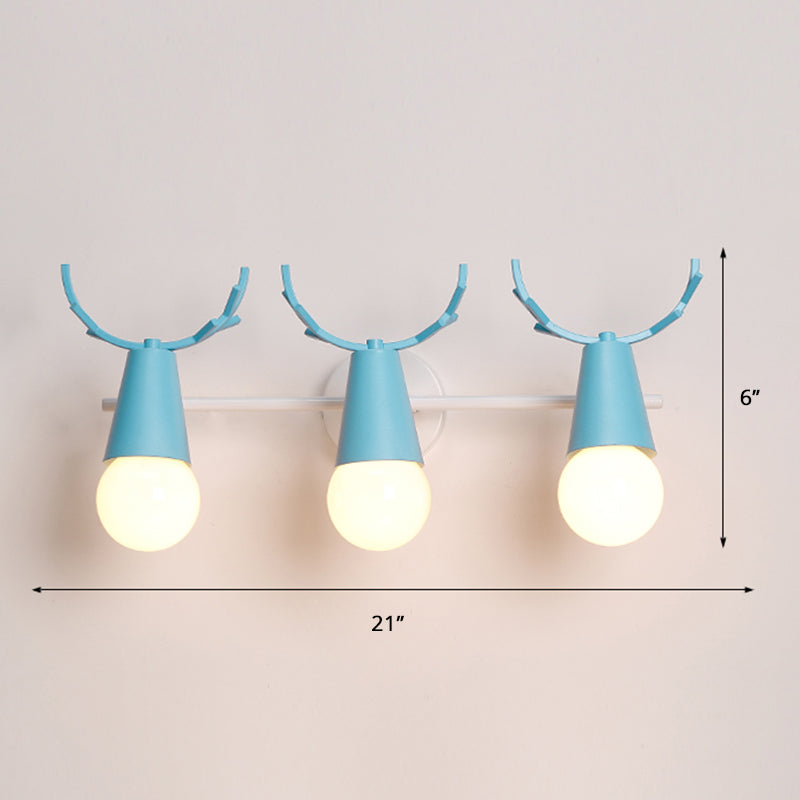 Deer Vanity Light Fixture Nordic Style Metal Bedroom Adjustable Wall Mount Light 3.0 Blue Clearhalo 'Vanity Lights' 'Wall Lights' Lighting' 2389315