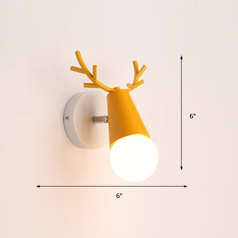 Deer Vanity Light Fixture Nordic Style Metal Bedroom Adjustable Wall Mount Light 1.0 Yellow Clearhalo 'Vanity Lights' 'Wall Lights' Lighting' 2389316