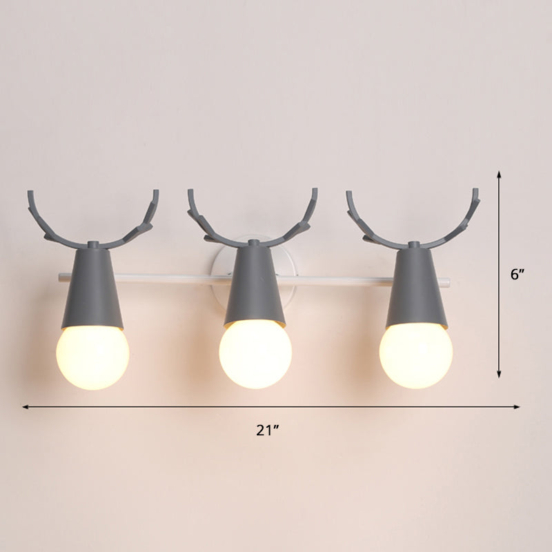 Deer Vanity Light Fixture Nordic Style Metal Bedroom Adjustable Wall Mount Light 3.0 Grey Clearhalo 'Vanity Lights' 'Wall Lights' Lighting' 2389317