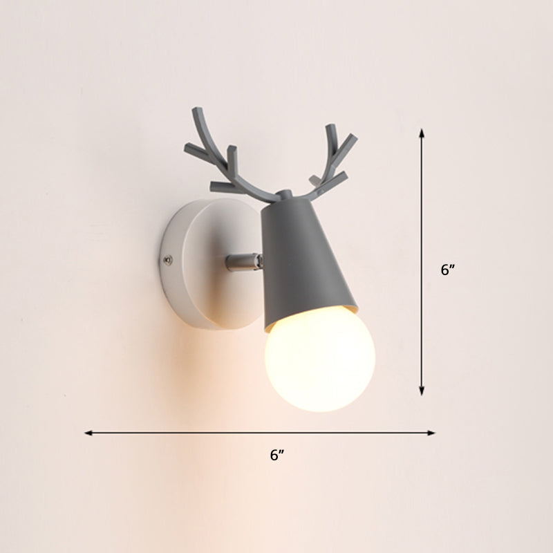 Deer Vanity Light Fixture Nordic Style Metal Bedroom Adjustable Wall Mount Light 1.0 Grey Clearhalo 'Vanity Lights' 'Wall Lights' Lighting' 2389318