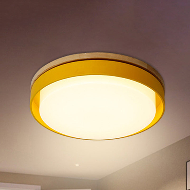 Round Child Bedroom Ceiling Light Acrylic Nordic Style Macaron Colored Flush Mount Light Yellow Clearhalo 'Ceiling Lights' 'Close To Ceiling Lights' 'Close to ceiling' 'Flush mount' Lighting' 238932