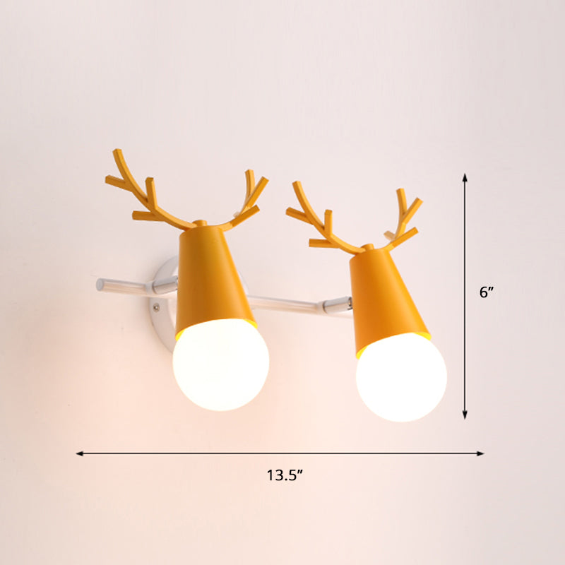 Deer Vanity Light Fixture Nordic Style Metal Bedroom Adjustable Wall Mount Light 2.0 Yellow Clearhalo 'Vanity Lights' 'Wall Lights' Lighting' 2389320