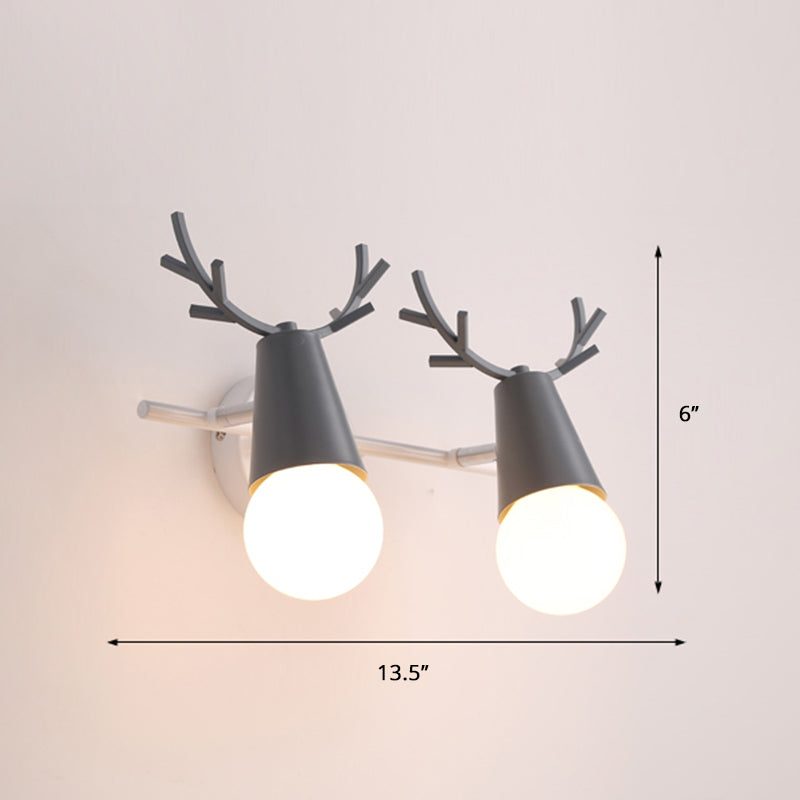 Deer Vanity Light Fixture Nordic Style Metal Bedroom Adjustable Wall Mount Light 2.0 Grey Clearhalo 'Vanity Lights' 'Wall Lights' Lighting' 2389321