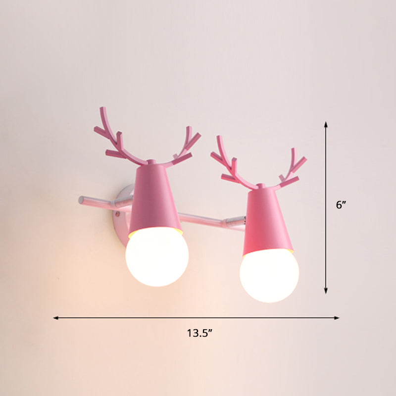 Deer Vanity Light Fixture Nordic Style Metal Bedroom Adjustable Wall Mount Light 2.0 Pink Clearhalo 'Vanity Lights' 'Wall Lights' Lighting' 2389324