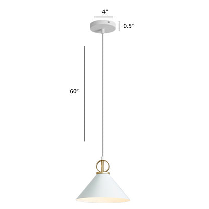Cone Shaped Pendant Lighting Nordic Metal Single-Bulb Suspension Light for Dining Room White Clearhalo 'Ceiling Lights' 'Pendant Lights' 'Pendants' Lighting' 2389329