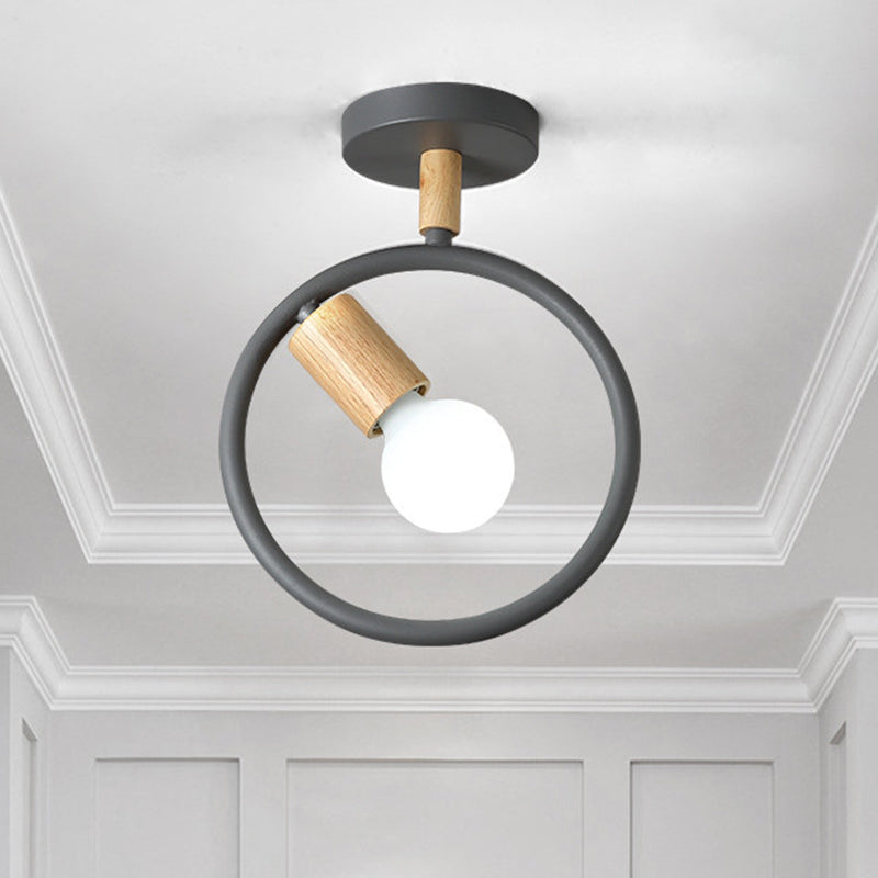 Nordic Ring Shaped Ceiling Fixture Metal 1-Light Corridor Semi Flush Mount Light Clearhalo 'Ceiling Lights' 'Close To Ceiling Lights' 'Close to ceiling' 'Semi-flushmount' Lighting' 2389420