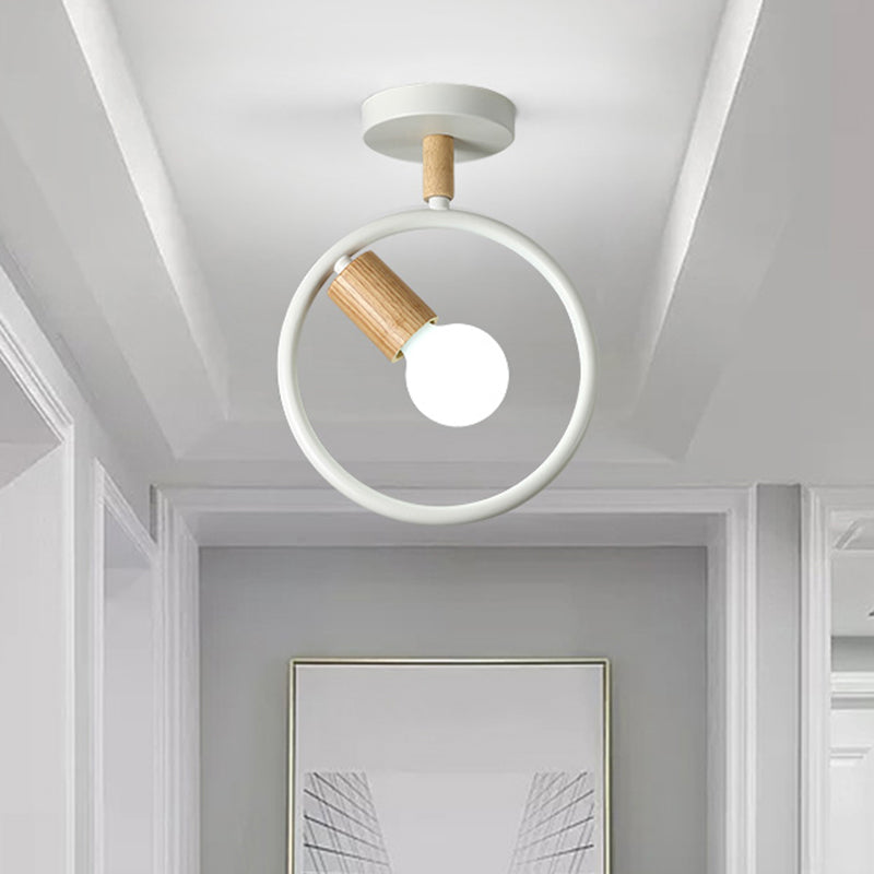 Nordic Ring Shaped Ceiling Fixture Metal 1-Light Corridor Semi Flush Mount Light Clearhalo 'Ceiling Lights' 'Close To Ceiling Lights' 'Close to ceiling' 'Semi-flushmount' Lighting' 2389422