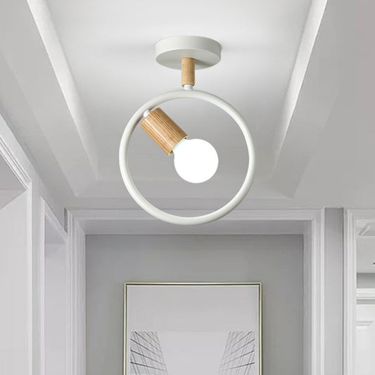 Nordic Ring Shaped Ceiling Fixture Metal 1-Light Corridor Semi Flush Mount Light Clearhalo 'Ceiling Lights' 'Close To Ceiling Lights' 'Close to ceiling' 'Semi-flushmount' Lighting' 2389422