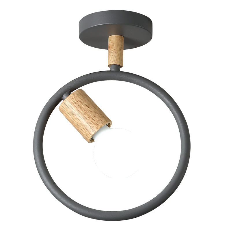 Nordic Ring Shaped Ceiling Fixture Metal 1-Light Corridor Semi Flush Mount Light Clearhalo 'Ceiling Lights' 'Close To Ceiling Lights' 'Close to ceiling' 'Semi-flushmount' Lighting' 2389424