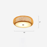 Round Bamboo Flush Mount Lamp Asian 1 Bulb Beige Ceiling Light Fixture for Bedroom Beige 16" Clearhalo 'Ceiling Lights' 'Close To Ceiling Lights' 'Close to ceiling' 'Flush mount' Lighting' 2389444