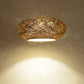 Minimalist Round Pendant Lighting Fixture Rattan 1 Head Tearoom Ceiling Hang Lamp in Dark Tan Clearhalo 'Ceiling Lights' 'Pendant Lights' 'Pendants' Lighting' options 2389569