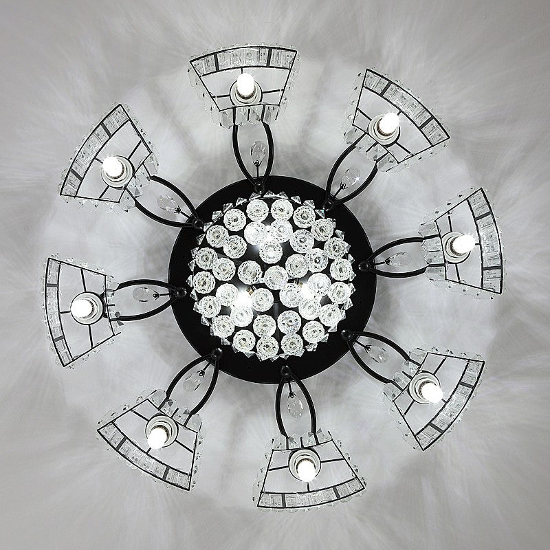 Circular Bedroom Ceiling Lamp Prismatic Crystal Minimalist Semi Mount Lighting in Black Clearhalo 'Ceiling Lights' 'Close To Ceiling Lights' 'Close to ceiling' 'Semi-flushmount' Lighting' 2389681