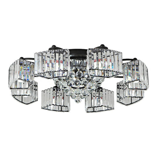 Circular Bedroom Ceiling Lamp Prismatic Crystal Minimalist Semi Mount Lighting in Black Clearhalo 'Ceiling Lights' 'Close To Ceiling Lights' 'Close to ceiling' 'Semi-flushmount' Lighting' 2389686