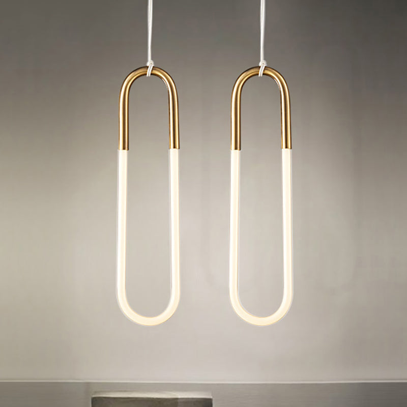 Oval Acrylic Drop Pendant Contemporary 1/2-Light Gold Hanging Ceiling Light in Warm/White/Natural Light 1 Gold Clearhalo 'Ceiling Lights' 'Modern Pendants' 'Modern' 'Pendant Lights' 'Pendants' Lighting' 238972