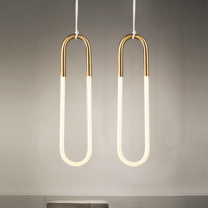 Oval Acrylic Drop Pendant Contemporary 1/2-Light Gold Hanging Ceiling Light in Warm/White/Natural Light 1 Gold Clearhalo 'Ceiling Lights' 'Modern Pendants' 'Modern' 'Pendant Lights' 'Pendants' Lighting' 238972