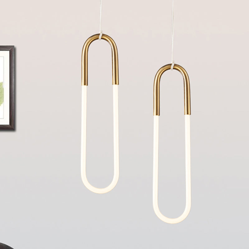 Oval Acrylic Drop Pendant Contemporary 1/2-Light Gold Hanging Ceiling Light in Warm/White/Natural Light Clearhalo 'Ceiling Lights' 'Modern Pendants' 'Modern' 'Pendant Lights' 'Pendants' Lighting' 238973