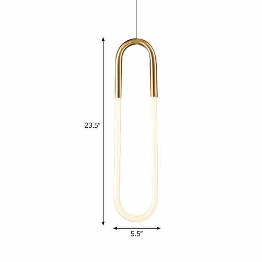 Oval Acrylic Drop Pendant Contemporary 1/2-Light Gold Hanging Ceiling Light in Warm/White/Natural Light Clearhalo 'Ceiling Lights' 'Modern Pendants' 'Modern' 'Pendant Lights' 'Pendants' Lighting' 238974