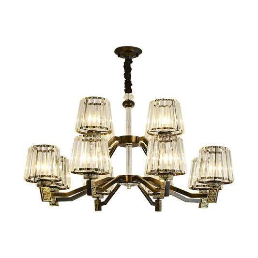 Cone Pendant Lamp Retro Black Crystal Prism Chandelier Light Fixture for Living Room Clearhalo 'Ceiling Lights' 'Chandeliers' 'Modern Chandeliers' 'Modern' Lighting' 2389751