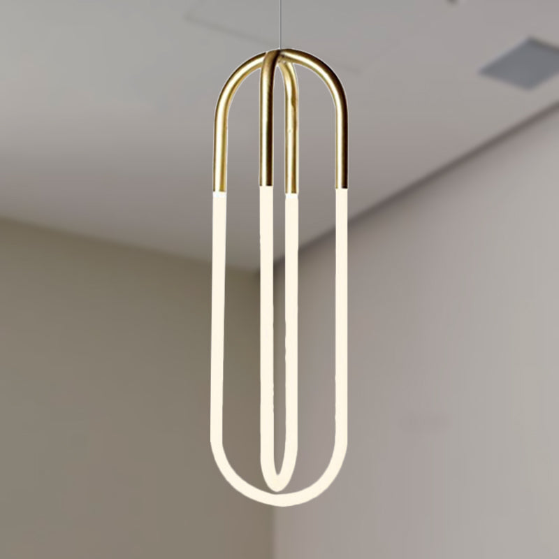 Oval Acrylic Drop Pendant Contemporary 1/2-Light Gold Hanging Ceiling Light in Warm/White/Natural Light Clearhalo 'Ceiling Lights' 'Modern Pendants' 'Modern' 'Pendant Lights' 'Pendants' Lighting' 238976