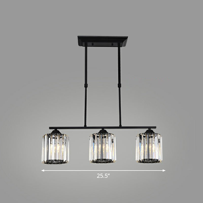 Geometrical Crystal Ceiling Chandelier Minimalist Black Hanging Light Fixture for Restaurant 3 Black Round Clearhalo 'Ceiling Lights' 'Chandeliers' 'Modern Chandeliers' 'Modern' Lighting' 2389766