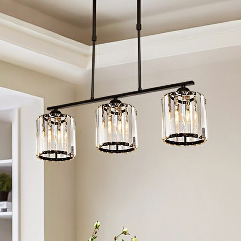 Geometrical Crystal Ceiling Chandelier Minimalist Black Hanging Light Fixture for Restaurant Clearhalo 'Ceiling Lights' 'Chandeliers' 'Modern Chandeliers' 'Modern' Lighting' 2389769
