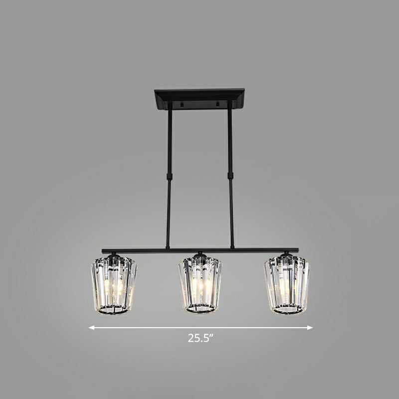 Geometrical Crystal Ceiling Chandelier Minimalist Black Hanging Light Fixture for Restaurant 3 Black Cone Clearhalo 'Ceiling Lights' 'Chandeliers' 'Modern Chandeliers' 'Modern' Lighting' 2389770