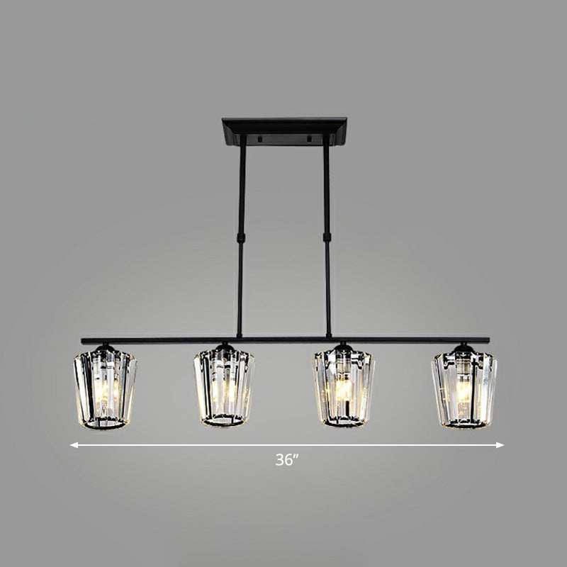 Geometrical Crystal Ceiling Chandelier Minimalist Black Hanging Light Fixture for Restaurant 4 Black Cone Clearhalo 'Ceiling Lights' 'Chandeliers' 'Modern Chandeliers' 'Modern' Lighting' 2389772