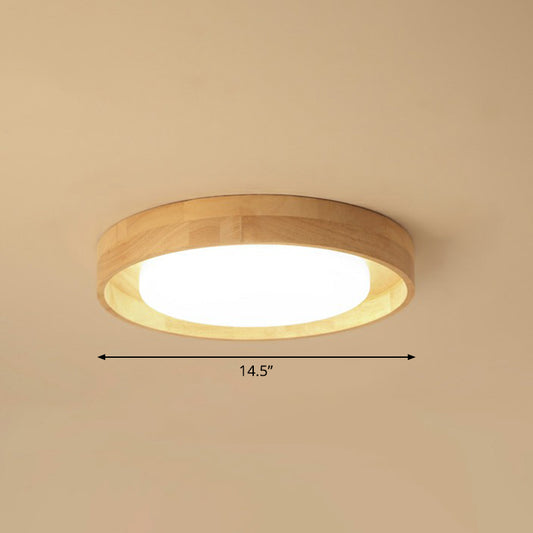 Ultrathin Round Bedroom Flushmount Light Wooden Nordic LED Ceiling Mount Light Fixture Wood 14.5" Clearhalo 'Ceiling Lights' 'Close To Ceiling Lights' 'Close to ceiling' 'Flush mount' Lighting' 2389796