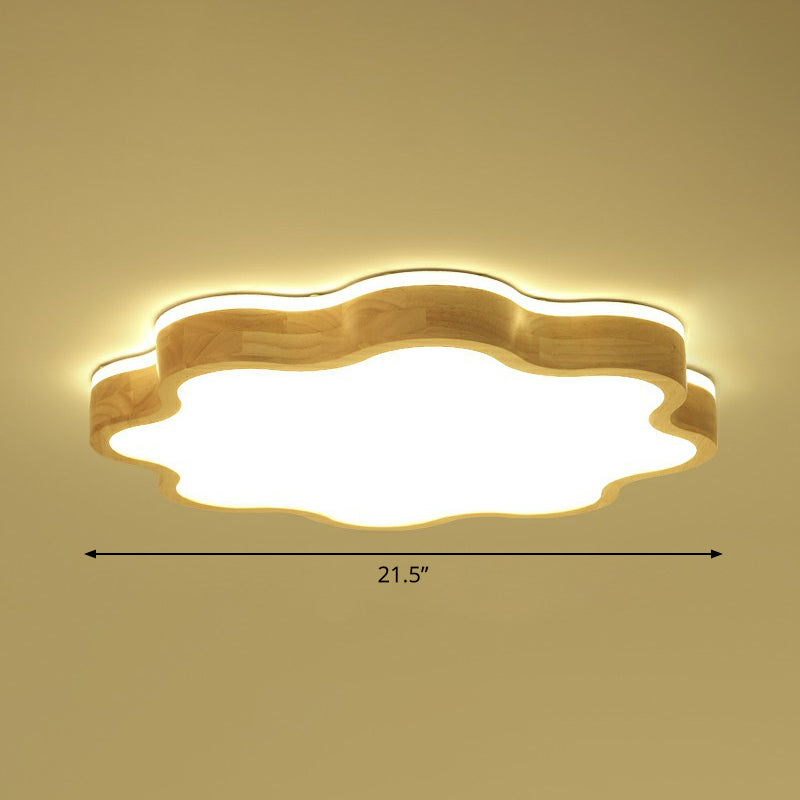 Acrylic Floral Flush Mount Ceiling Fixture Simplicity Wood LED Flush Light for Bedroom Wood 21.5" Third Gear Clearhalo 'Ceiling Lights' 'Close To Ceiling Lights' 'Close to ceiling' 'Flush mount' Lighting' 2389805