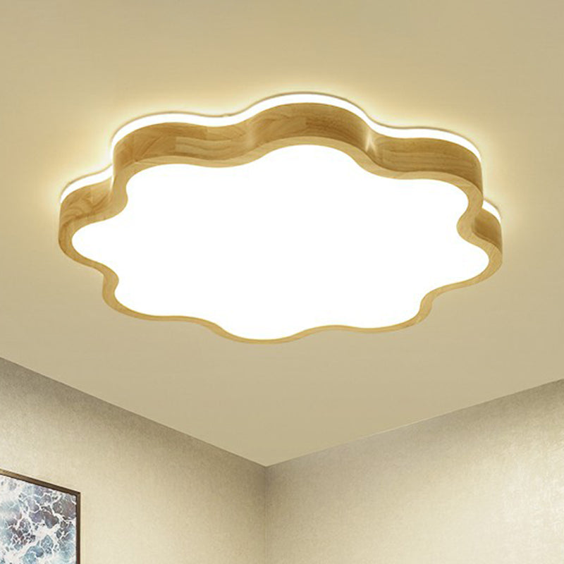 Acrylic Floral Flush Mount Ceiling Fixture Simplicity Wood LED Flush Light for Bedroom Clearhalo 'Ceiling Lights' 'Close To Ceiling Lights' 'Close to ceiling' 'Flush mount' Lighting' 2389808