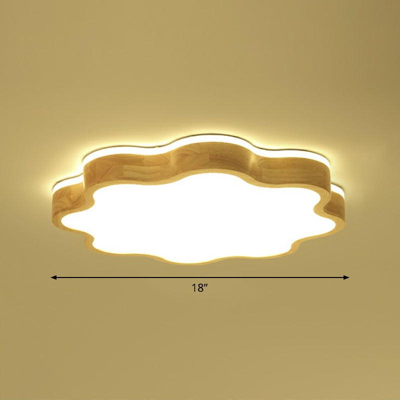 Acrylic Floral Flush Mount Ceiling Fixture Simplicity Wood LED Flush Light for Bedroom Wood 18" Third Gear Clearhalo 'Ceiling Lights' 'Close To Ceiling Lights' 'Close to ceiling' 'Flush mount' Lighting' 2389809
