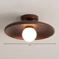 Shallow Bowl Shaped Ceiling Lamp Minimalist Wooden 1 Head Aisle Semi Flush Mount Light Brown Clearhalo 'Ceiling Lights' 'Close To Ceiling Lights' 'Close to ceiling' 'Semi-flushmount' Lighting' 2389852