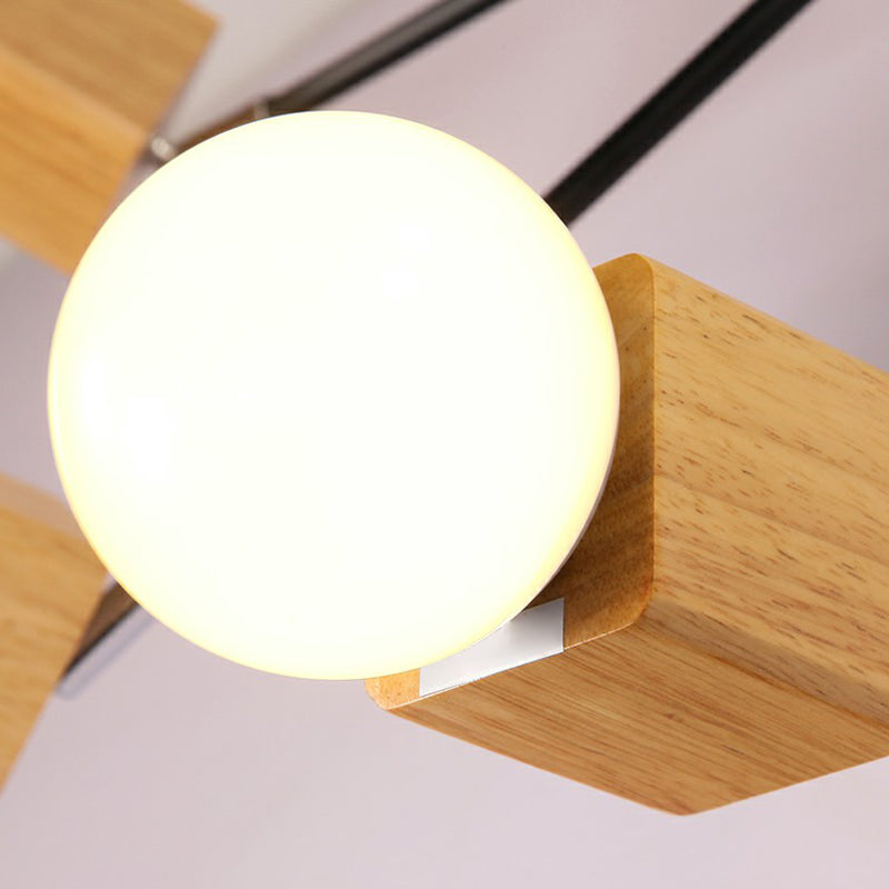 Wooden Cube Semi Mount Lighting Nordic White and Beige Ceiling Flush Light with Open Bulb Design Clearhalo 'Ceiling Lights' 'Close To Ceiling Lights' 'Close to ceiling' 'Semi-flushmount' Lighting' 2389869