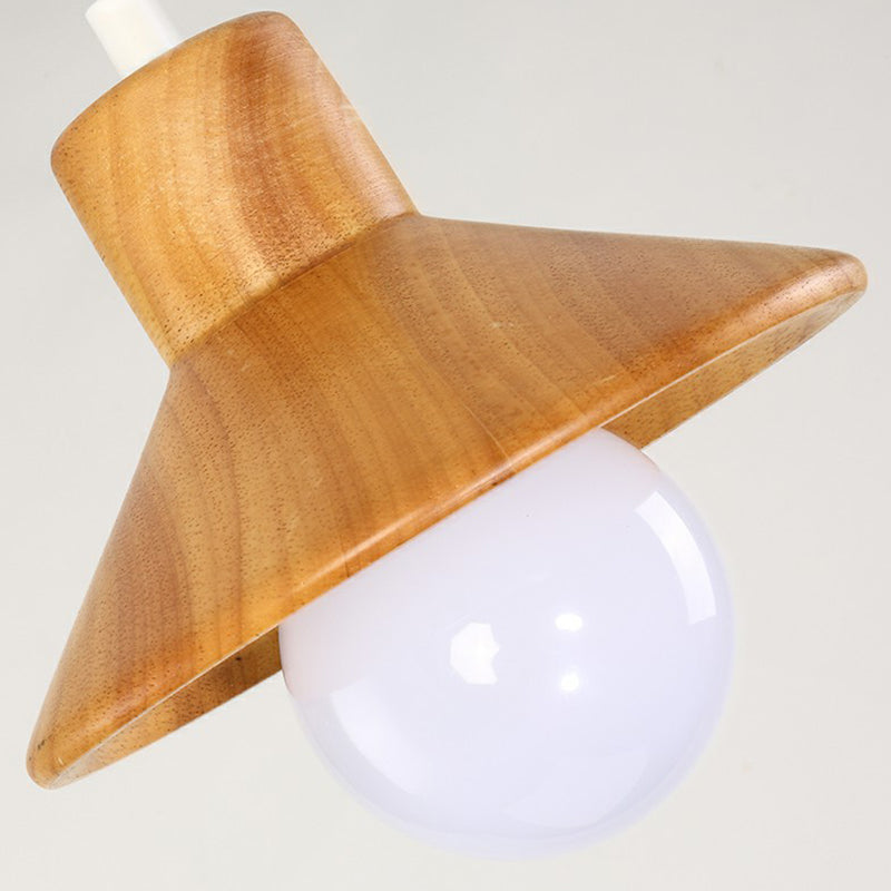 Cone Shaped Restaurant Hanging Lamp Wooden 1 Head Nordic Ceiling Light in Beige-White Clearhalo 'Ceiling Lights' 'Modern Pendants' 'Modern' 'Pendant Lights' 'Pendants' Lighting' 2389885
