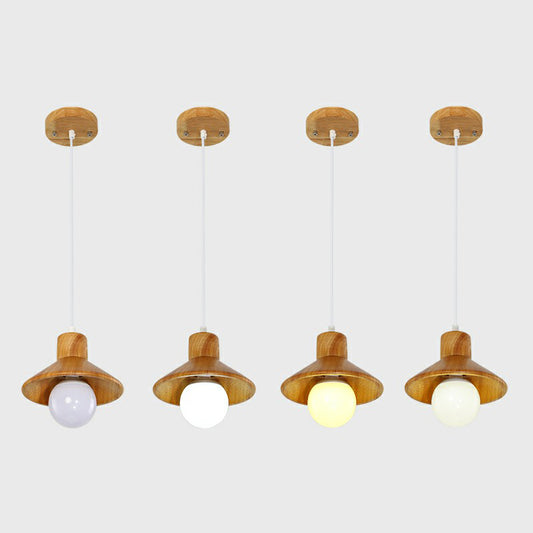 Cone Shaped Restaurant Hanging Lamp Wooden 1 Head Nordic Ceiling Light in Beige-White Clearhalo 'Ceiling Lights' 'Modern Pendants' 'Modern' 'Pendant Lights' 'Pendants' Lighting' 2389886