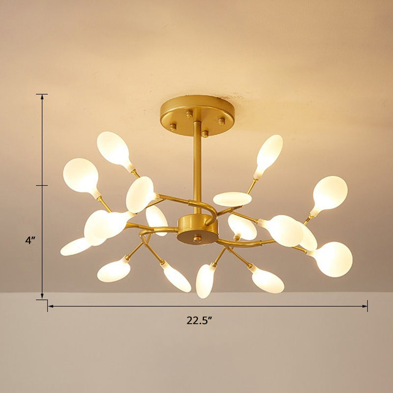 Postmodern Leaf Hanging Light Metal Living Room LED Chandelier Pendant Light in Brass 18 Cream Clearhalo 'Ceiling Lights' 'Chandeliers' 'Clear' 'Industrial' 'Modern Chandeliers' 'Modern' 'Tiffany' 'Traditional Chandeliers' Lighting' 2389941