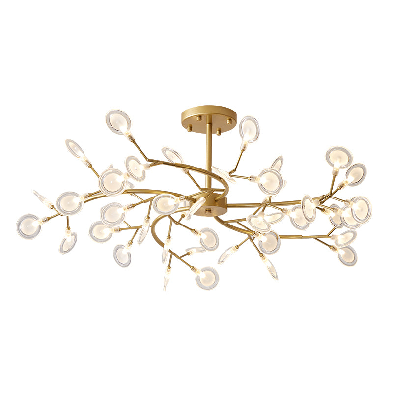 Postmodern Leaf Hanging Light Metal Living Room LED Chandelier Pendant Light in Brass Clearhalo 'Ceiling Lights' 'Chandeliers' 'Clear' 'Industrial' 'Modern Chandeliers' 'Modern' 'Tiffany' 'Traditional Chandeliers' Lighting' 2389942
