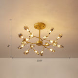 Postmodern Leaf Hanging Light Metal Living Room LED Chandelier Pendant Light in Brass 18 Smoke Gray Clearhalo 'Ceiling Lights' 'Chandeliers' 'Clear' 'Industrial' 'Modern Chandeliers' 'Modern' 'Tiffany' 'Traditional Chandeliers' Lighting' 2389944