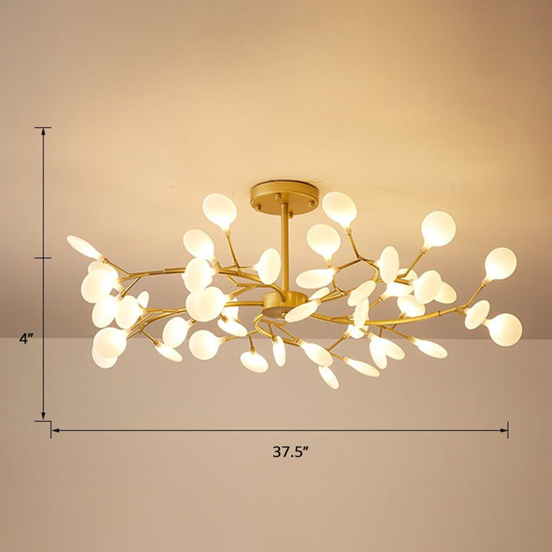 Postmodern Leaf Hanging Light Metal Living Room LED Chandelier Pendant Light in Brass 45 Cream Clearhalo 'Ceiling Lights' 'Chandeliers' 'Clear' 'Industrial' 'Modern Chandeliers' 'Modern' 'Tiffany' 'Traditional Chandeliers' Lighting' 2389948