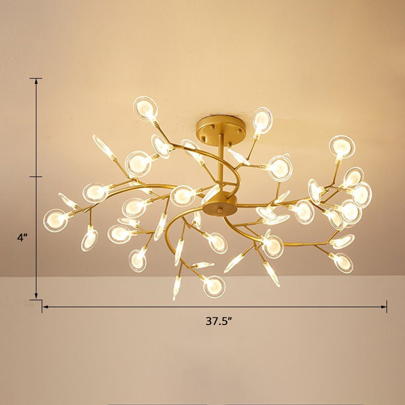 Postmodern Leaf Hanging Light Metal Living Room LED Chandelier Pendant Light in Brass 45 Clear Clearhalo 'Ceiling Lights' 'Chandeliers' 'Clear' 'Industrial' 'Modern Chandeliers' 'Modern' 'Tiffany' 'Traditional Chandeliers' Lighting' 2389949